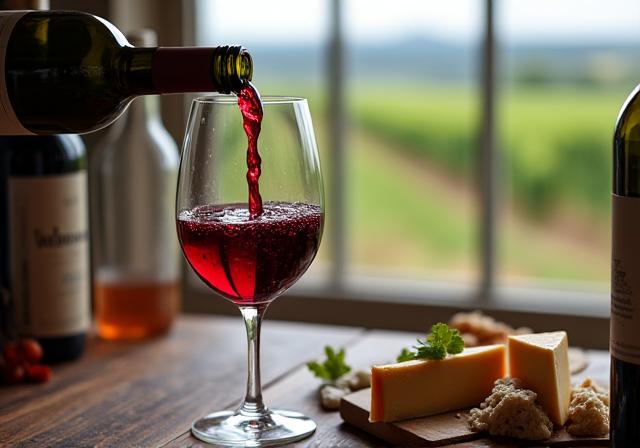 Dégustation de vins et de fromages dans un vignoble.